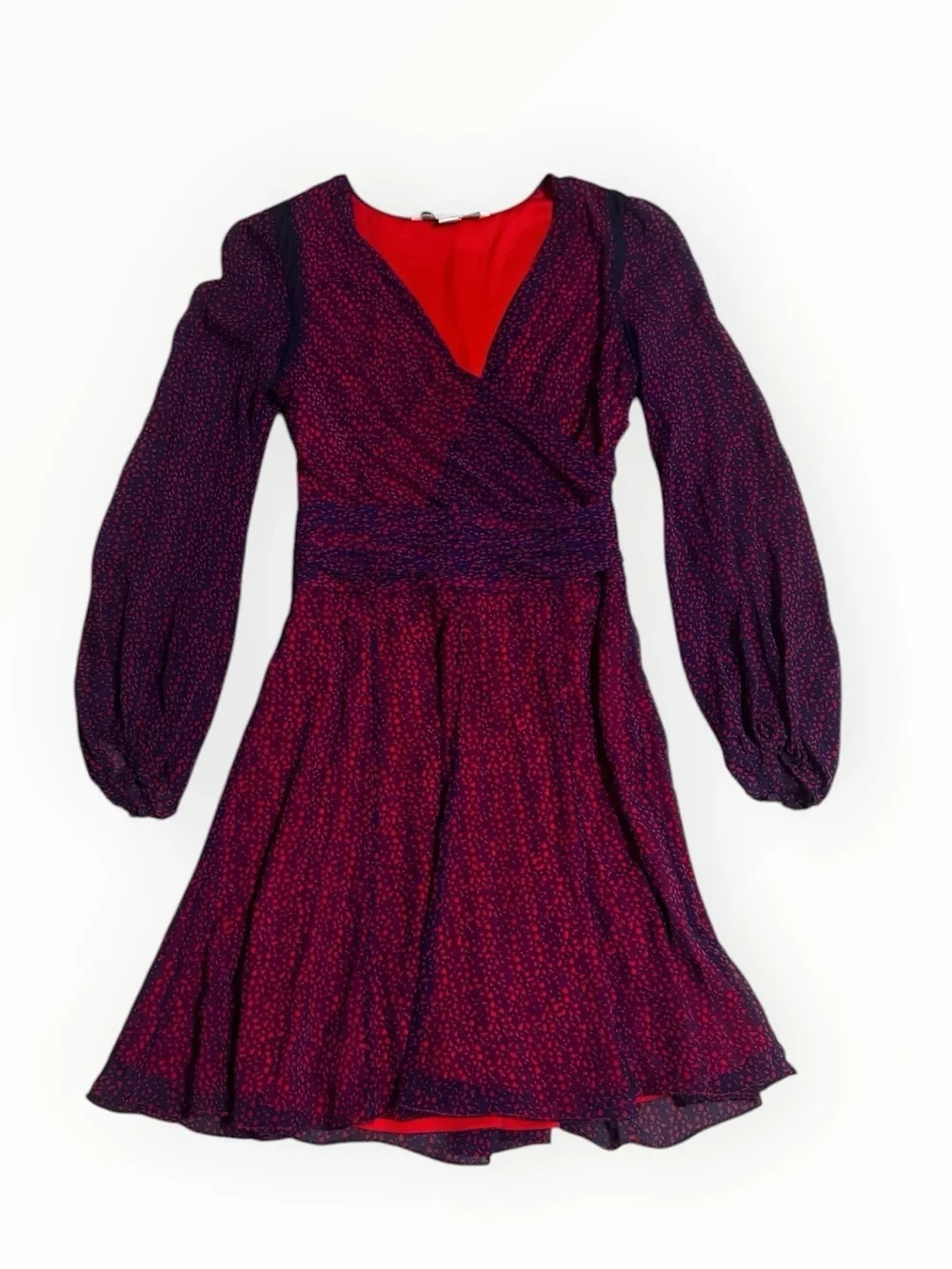 DIANE VON FURSTENBERG Dvf Ashlynn Surplice Silk Purple Red Wrap Dress Mini 2